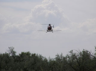 Helicopter with fertilization equipment