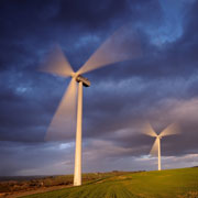 Wind Turbines in Field